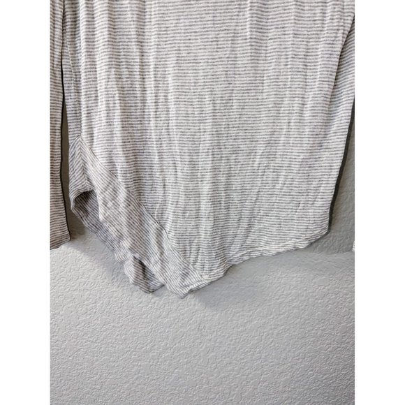 Splendid Small Grey and White Striped Long Sleeve Shirt  with Asymmetrical Trim - Picture 4 of 8
